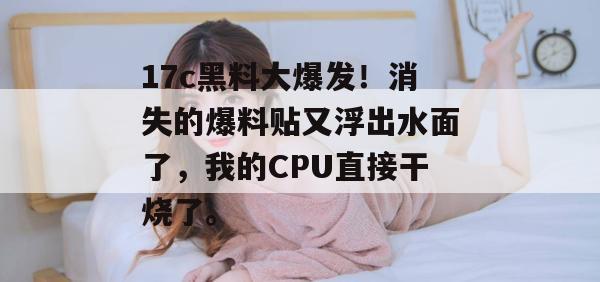 17c黑料大爆发！消失的爆料贴又浮出水面了，我的CPU直接干烧了。
